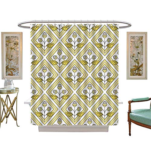 Iuvolux Decor Shower Curtain SetSimple Seamless Pattern with Acorn and Leaves Made in line. 12pcs Metal Hook W54 x H72 Inch