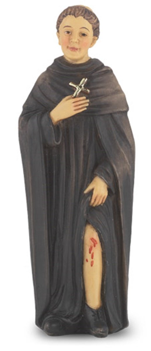 Hand Painted Resin Catholic Patron Saint Statuette with Prayer Card, 4 Inch (Saint St Peregrine)