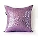 AMAZLINEN(TM Decorative Glitzy Sequin & Comfy Satin Solid Throw Pillow Cover 18 Inch Square Pillow Case, Hidden Zipper Design, 1 Cover Pack Only(Lavender)