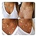 Gold Layered Necklace Pendant for Women Boho Multilayer Chain Beads Leaf Disc Charm Costume Jewelry Sets 4Pcs E600G-