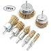 7-Piece Brass Coated Wire Brush Wheel & Cup Brush Set with 1/4-Inch Shank