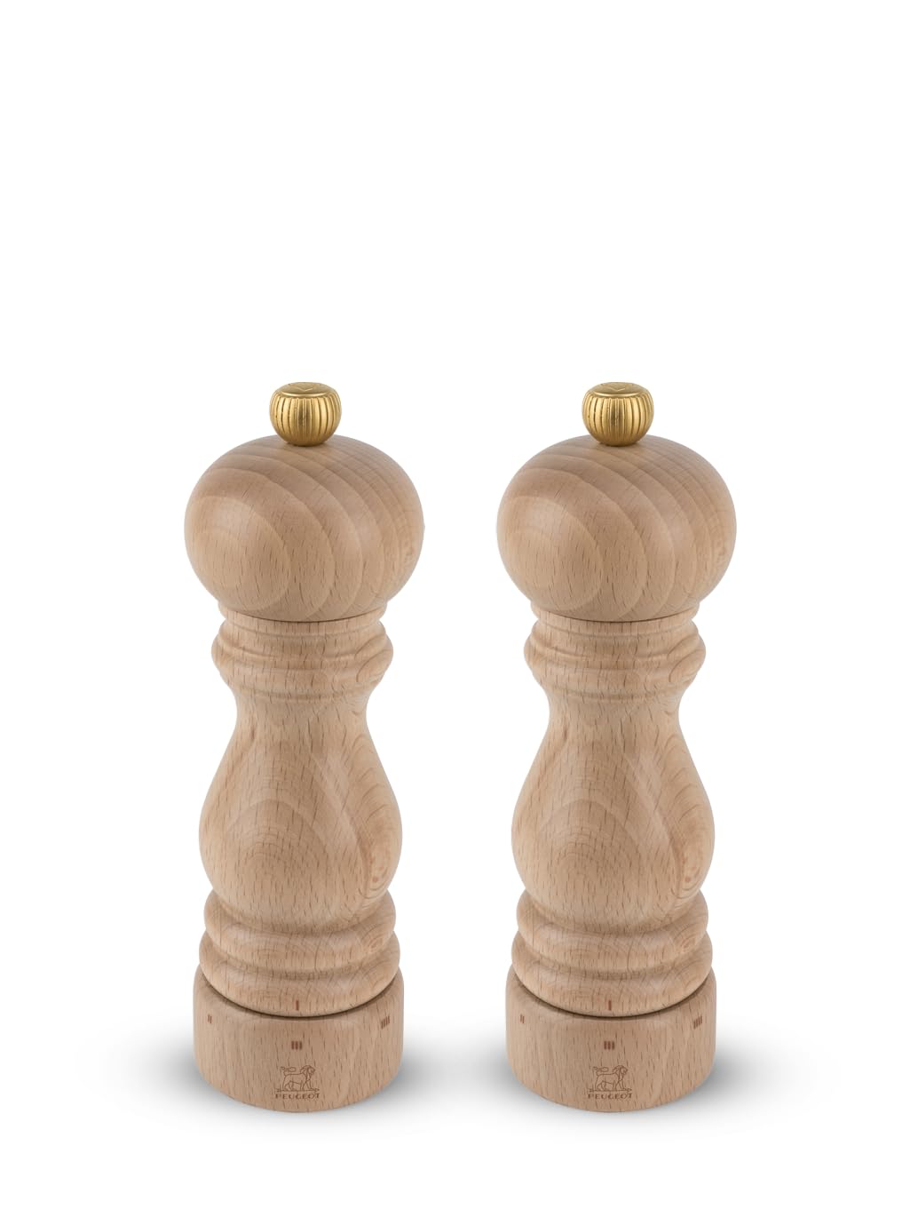 PEUGEOT - Paris u'Select Natural - 18 cm Salt And Pepper Mill Set - Black Pepper + Rock Salt Included - 6 Predefined Grind Settings - Made With PEFC Certified Wood - Made In France - Natural Colour