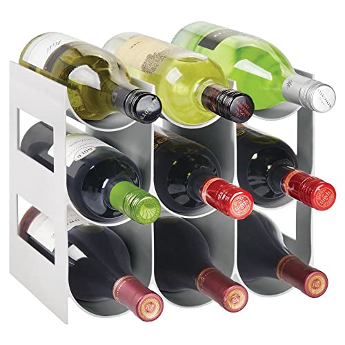 mDesign Plastic Water Bottle Organization/Wine Rack Storage Organizer for Kitchen Countertops