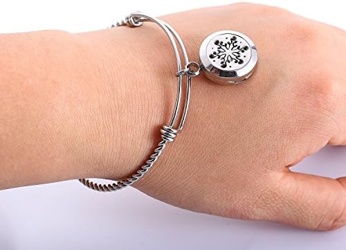 Stainless Steel Aromatherapy bracelet-Essential Oil Diffuser Locket Bracelet with 8pcs color pads（snow）