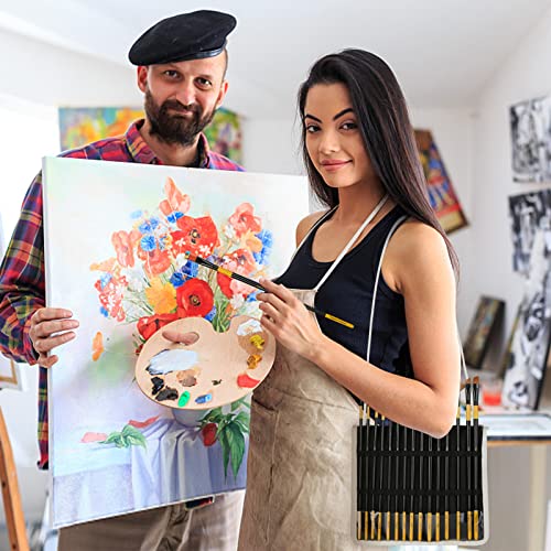 HIBOO Art Paint Brush Set-15 Different Sizes of Professionals Paint Brushes Wood Handles with Oil-Sealing Technique for Watercolor Acrylic Oil , Face and Nails Painting (Yellow & Black)