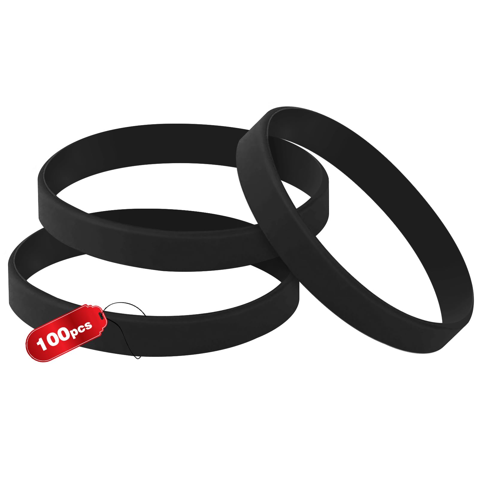 100 Pieces Silicone Wristband Universal Bracelet Blank Rubber Bracelets for Adult Black — image 1