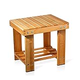 Famistar Bamboo Step Stool for Kids Children Adult,Anti-Slip Lightweight Chairs Seat with Storage Shelf/Foot Pads,Multfunctional for Bathroom,Living Room,Bedroom,Laundry Room or Garden(Small)