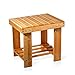 Famistar Kids Small Bamboo Stool,Multfunctional Anti-Slip Lightweight Step Stool Seat With Storage Shelf/Foot Pads