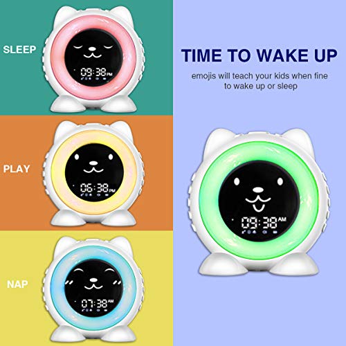 Cat Alarm Clock for Kids ,Time to Wake Sleep Trainer ,Night Light