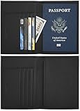 SimpacX RFID Blocking Passport Holder, Passport Wallet, Travel Wallet, Passport Cover Case Crosshatch (black)