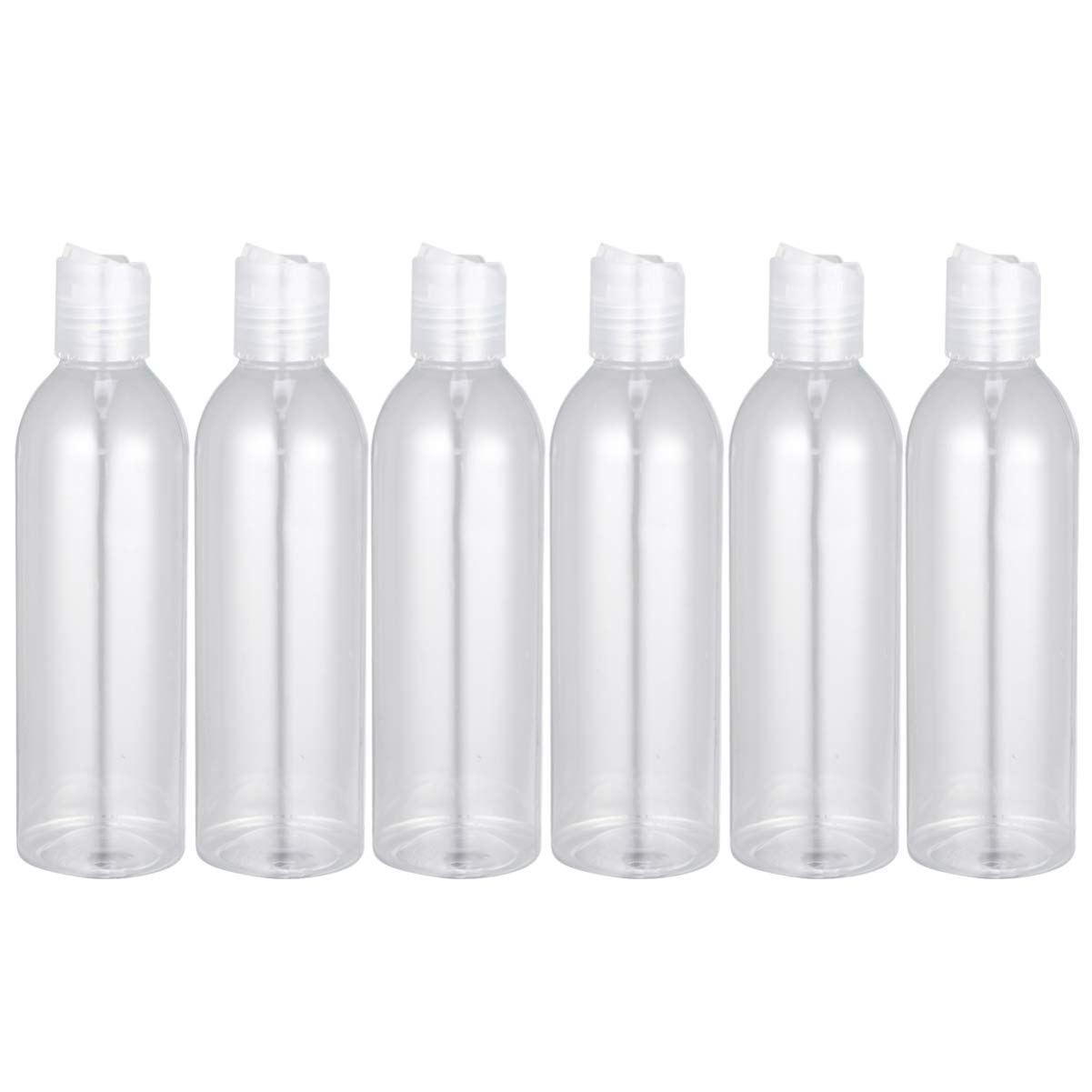 Minkissy 6pcs 250ml Portable Travel Bottles Plastic Refillable Bottles Plastic Squeeze Bottle with Disc Cap for Shampoo Lotion (Transparent Bottle)