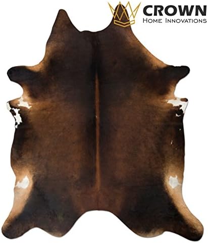 Tri-Color Brown Cowhide Rug (6ft x 7ft) | Cowhide Area Rugs by Crown Home Innovation | 100% Natural Leather Rugs