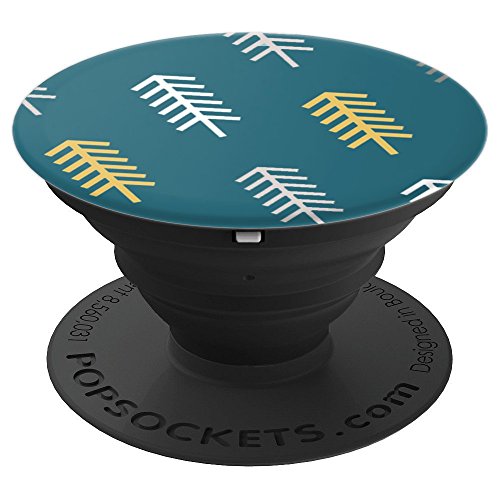 Fun Graphic Feather Style Design Yellow White Turquoise - PopSockets Grip and Stand for Phones and Tablets