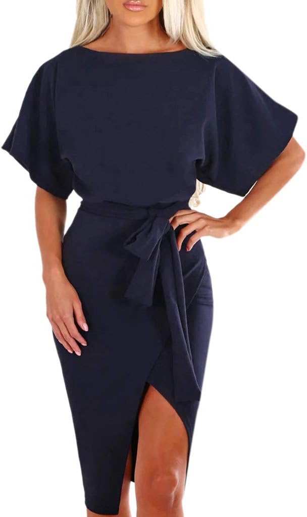 RDTIAN Ladies Dress, Wrap Waist Tie Split Mini Dress Summer Sundress Holiday