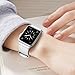 Compatible with Apple Watch Band, BELONGME 42mm 44mm Watch Band Genuine Leather Strap Stainless Metal Buckle Compatible Apple Watch Series 4(44mm),Series 3, 2, 1(42mm) Sport & Edition- White