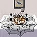 Halloween Decorations Indoor, Set of 4 Black Lace Decors, Including Spider Web Fireplace Mantel Scarf Cover,Spiderweb Round Lace Table Topper Tablecloth, 2Pcs Spider Web Lamp Shade Cover Scarf