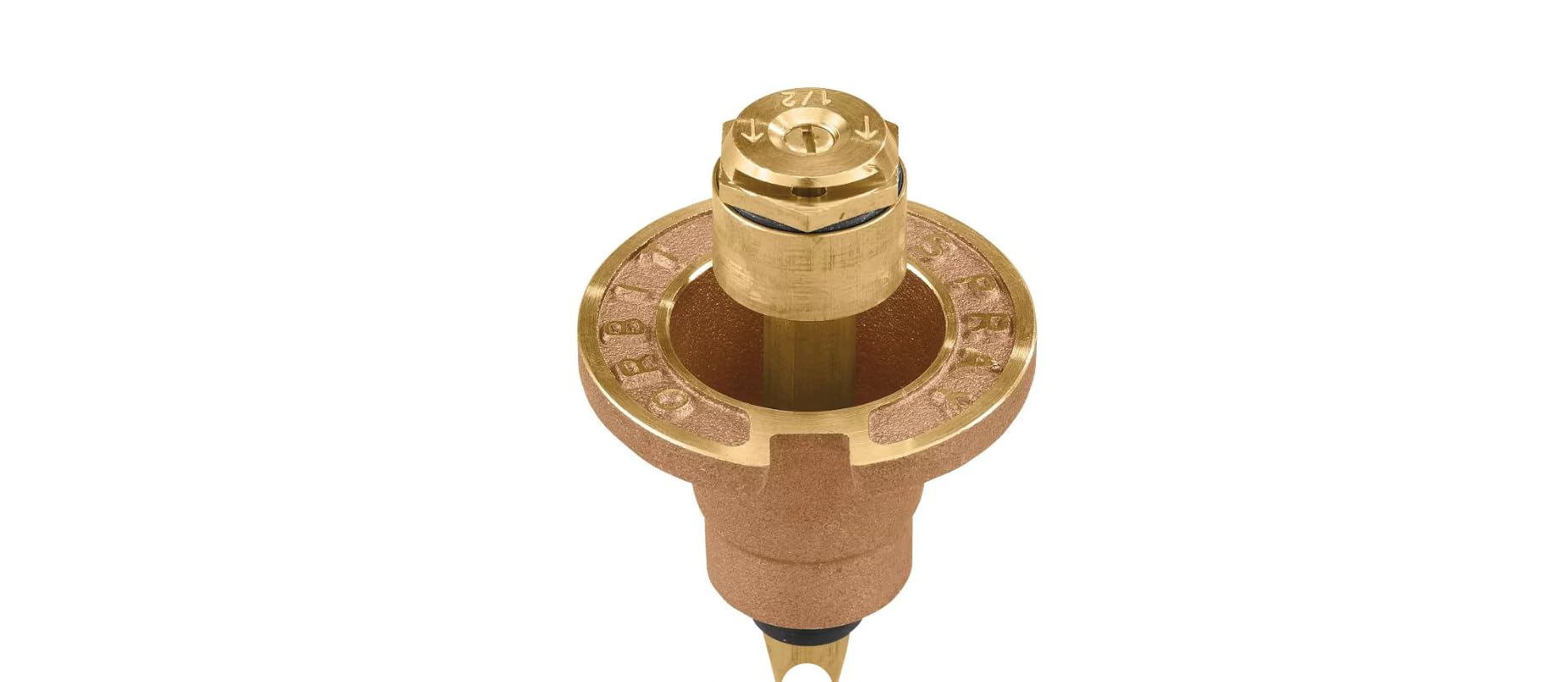 Photo 1 of 2-Pack Orbit 54071 Brass Pop-Up Flush Head Sprinkler with Half Pattern Spray Nozzle - Brass Pop-Up Sprinklers for Half Pattern Spray