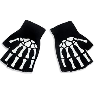 Darklume Fingerless Skeleton Gloves For Women Men Adults