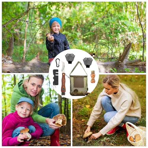 HUIKUANGEU Mushroom Knife, Mushroom Knife,Mushroom Hunting Bag,Mushroom Knife with Brush and Ruler,Folding Knife for Truffle for Collecting