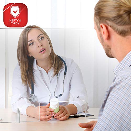 Countertop Desk Sneeze Guard Protective Partition, Plexiglass Shield Barrier for Coughing