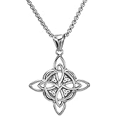 Pregeckit Stainless Steel Witches Knot Necklace Triquetra Trinity Knot Pendant Protection Amulet Witchy Jewelry for Women
