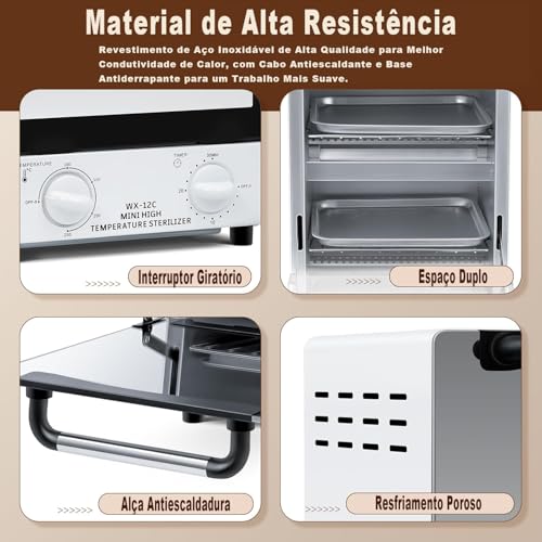 110V Autoclave para Manicure, Estufa Esterilizadora Manicure, Autoclave para Manicure, Gabinete Portátil para Cuidados com As Unhas, Esterilizadores para Ferramentas de Unha