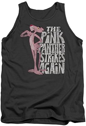 Pink Panther Mens Strikes Again Tank Top, Small, Charcoal