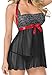 beautyin Womens Lace Babydoll Lingerie Sexy Chemise Sleepwear with G String Set