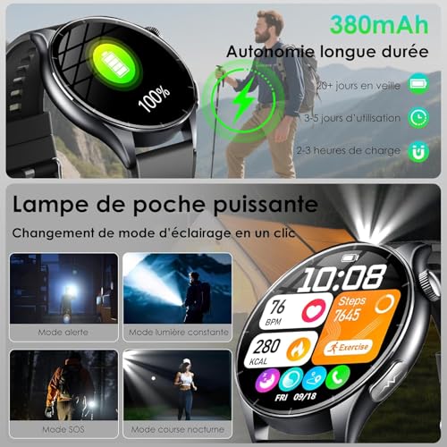 2026 Men's Smart Watch with ECG/Blood Pressure/Sleep/Emotions/Fatigue/LED Lamp, 1.56" AMOLED Health Smartwatch with Bluetooth/SOS, 24H Heart Rate/SPO2/Body Temperature