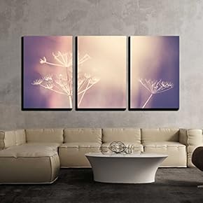 3 Piece Canvas Wall Art - Vintage Toned Dry Plant Background, Shallow Depth of Field, Space for Text. - Modern Home Art Stretched and Framed Ready to Hang - 16"x24"x3 Panels