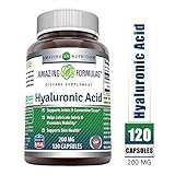 Amazing Formulas Hyaluronic Acid 200 mg 120 Capsules (Non-GMO) - Support Healthy Connective Tissue and Joints - Promote Youthful Healthy Skin