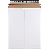 JAM PAPER Stay-Flat Photo Mailer Envelopes with Peel & Seal Closure - 9 3/4 x 12 1/4 - White - 6 Rigid Mailers/Pack