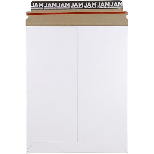 JAM PAPER Stay-Flat Photo Mailer Envelopes with Peel & Seal Closure - 9 3/4 x 12 1/4 - White - Sold Individually