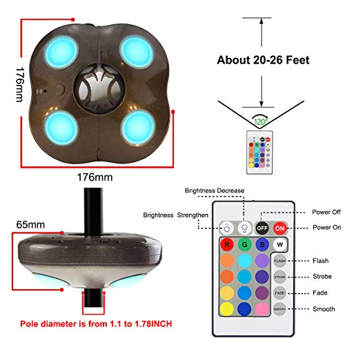 Umbrella Lights LUXSWAY Super Bright Patio Night Light 4 Modes 16 Colors Battery Operated Remote Control Camping Tent Lighting Light - Thumbnail 3