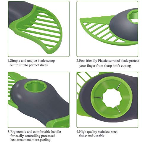 Ruibo 3 in 1 Avocado Slicer and Pitter Green - Multi-functional Avocado Peeler Cutter Skinner and Corer Tool - Thumbnail 2