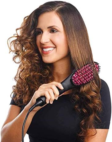NPELANZA Simply Ceramic Curler and Straight Hair Straightener Comb Brush - Black