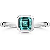 Michooyel S925 5x5mm Lab-created Emerald Engagement Ring Sterling Silver Ring Green Promise Ring for Women
