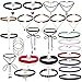 Tpocean 25pcs Black Velvet Multilayer Boho Long Lace-up Colorful Choker Necklaces with Pendant Stretch Plus Size Adjustable sets for Women Girls