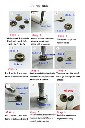Fuman Forest 80 Sets Snap Fasteners Kit, 15mm Metal Snap Buttons Press Studs with 4 Pieces Fixing Tools, 4 Color Clothing Snaps Kit for Clothing Leather, Jacket, Jeans Wear, Bracelet, Bags