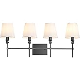 ZSMAIKU Black Bathroom Vanity Light 4 Light，32.3In Vintage Bathroom Light Fixtures Over Mirror,Hardwired Vanity Wall Sconce w