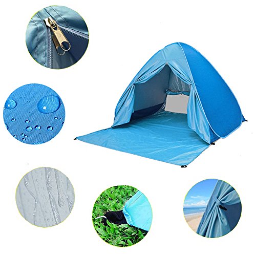 Meinstilin Portable Cabin Camping Tent Sun Shelter Automatic UV Protection Beach Shade for Outdoor Activities Pop Up Beach Tent Sun Shelter Cabana for 2-3 Person,Sky blue