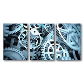 3 Piece Canvas Wall Art for Living Room Bedroom Home Artwork Mechanical Gear Paintings Ready to Hang - 16"x24" x 3 Panels