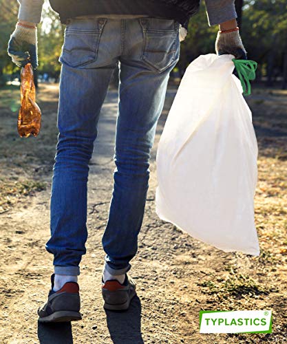TYPLASTICS Drawstring Trash Bags - Tall Kitchen Trash Bag - White Multipurpose Garbage Bags - Indoor and Outdoor Use - 13 Gallon (White, Strong) - Thumbnail 2