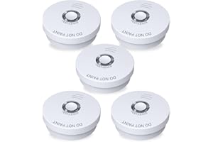 Andyssey Smoke Detector, 10 Year Battery Operated Smoke Alarm with LED Indicator, Photoelectric Fire Alarm Smoke Detector with Test & Silence Button for Home, 5 Packs