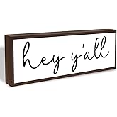 Hey Y'all Sign, Farmhouse Wood Signs, Welcome Decor Art, Rustic Home Decor for Front Door Porch Entryway, Living Room Decors, Tabletop Decors, Decorative Wooden Framed Sign