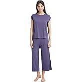 GYS Bamboo Viscose Pajamas for Women Set, 2 Piece Soft Capri Pants Cap Sleeve Top Lounge Set, Comfy Loungewear Sleepwear PJs