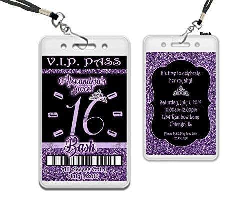 Sweet 16 Vip Pass Invitations With Lanyard 3