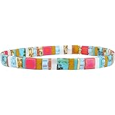 KELITCH Stretch Bracelets Colorful Stackable Tila Bead Bracelets Women Friendship Bracelets Bohemian Jewelry