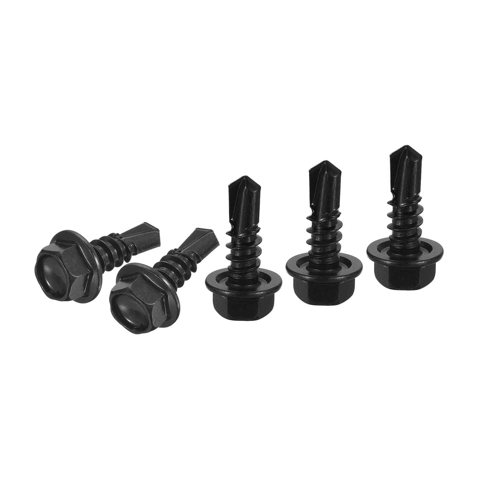 DTGN #12x5/8" Hex Washer Head Self Drilling Screws - 50Pack - Good for Machine - 410 Stainless Steel Black Oxide - Self Tapping Sheet Metal Screws — image 1