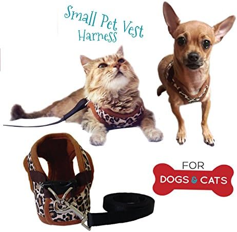 Cat Harness and Leash Set - Small Dog Vest Harness perfect for Cat or Dog Walking - Training - Escape proof Harness for Small Dogs - Choke Free harness to Prevent Injuries - Brown, Small
